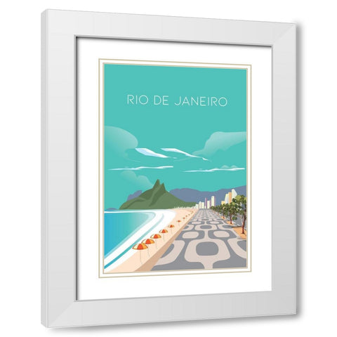rio White Modern Wood Framed Art Print with Double Matting by ARCTIC FRAME