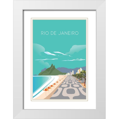 rio White Modern Wood Framed Art Print with Double Matting by ARCTIC FRAME
