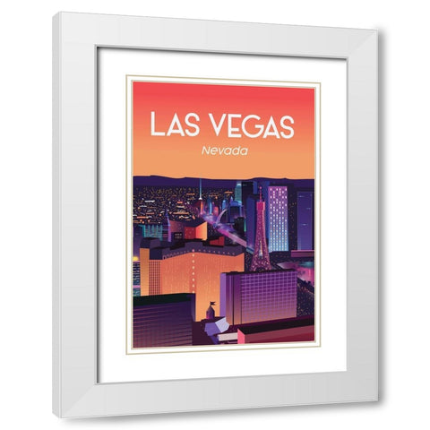 las vegas White Modern Wood Framed Art Print with Double Matting by ARCTIC FRAME