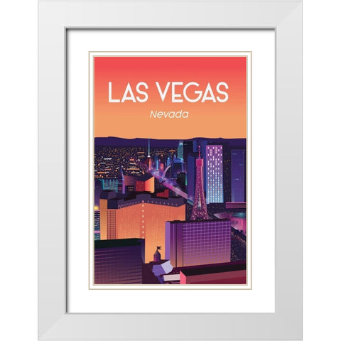 las vegas White Modern Wood Framed Art Print with Double Matting by ARCTIC FRAME