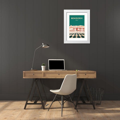 benidorm White Modern Wood Framed Art Print with Double Matting by ARCTIC FRAME