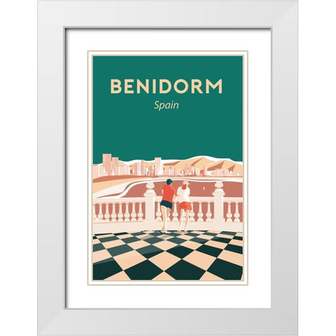 benidorm White Modern Wood Framed Art Print with Double Matting by ARCTIC FRAME