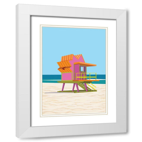 south beach life guard station White Modern Wood Framed Art Print with Double Matting by ARCTIC FRAME