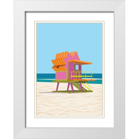 south beach life guard station White Modern Wood Framed Art Print with Double Matting by ARCTIC FRAME