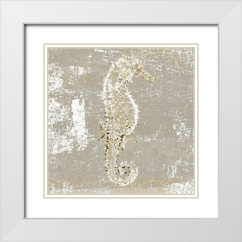 Aqua Marine V White Modern Wood Framed Art Print with Double Matting by Aryai, Sia