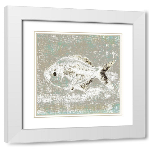 Aqua Marine IX White Modern Wood Framed Art Print with Double Matting by Aryai, Sia