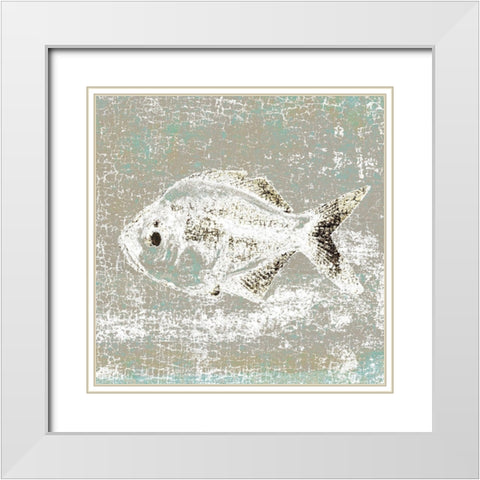 Aqua Marine IX White Modern Wood Framed Art Print with Double Matting by Aryai, Sia