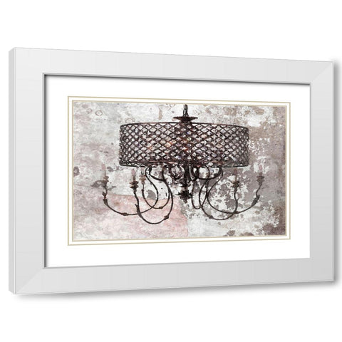 Rustic Brown Chandelier I White Modern Wood Framed Art Print with Double Matting by Orlov, Irena