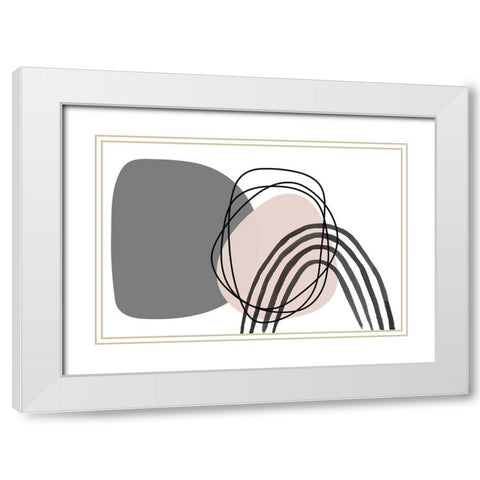 Minimalist Pink Gray Palette White Modern Wood Framed Art Print with Double Matting by Orlov, Irena