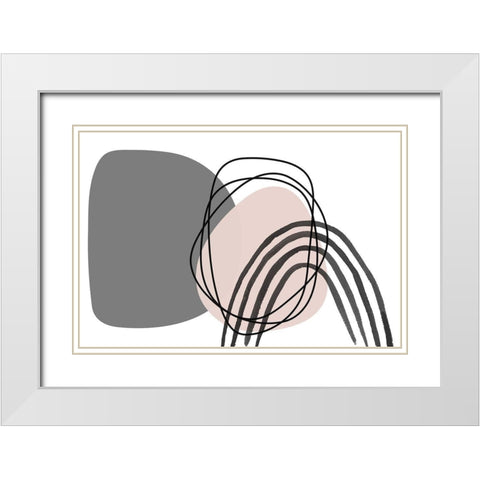 Minimalist Pink Gray Palette White Modern Wood Framed Art Print with Double Matting by Orlov, Irena