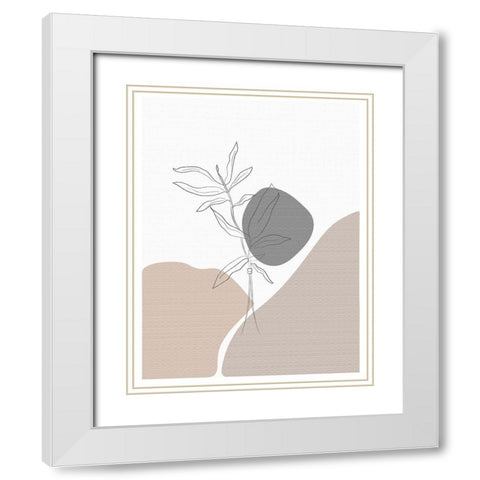Abstract minimal Plants White Modern Wood Framed Art Print with Double Matting by Balbuena, Sabrina