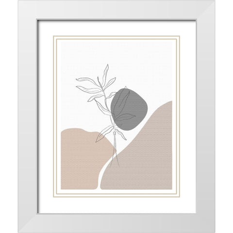 Abstract minimal Plants White Modern Wood Framed Art Print with Double Matting by Balbuena, Sabrina