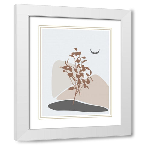 Abstract Minimal Lemon Tree White Modern Wood Framed Art Print with Double Matting by Balbuena, Sabrina