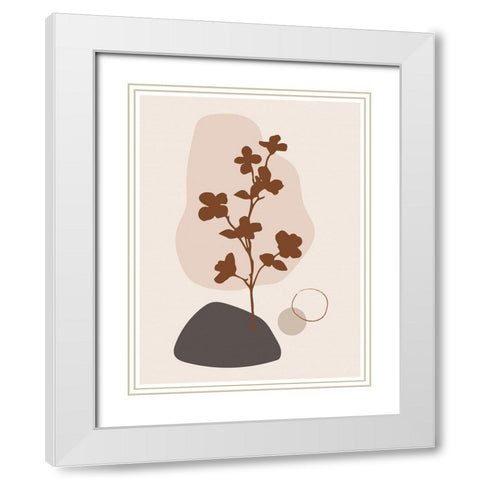 Abstract Minimal Flourish Tree White Modern Wood Framed Art Print with Double Matting by Balbuena, Sabrina