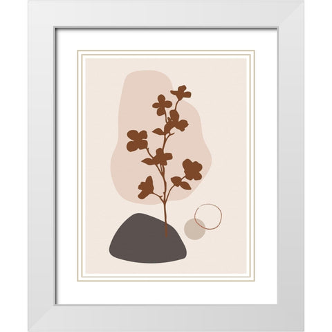 Abstract Minimal Flourish Tree White Modern Wood Framed Art Print with Double Matting by Balbuena, Sabrina