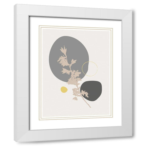 Abstract Minimal Flourish Branch White Modern Wood Framed Art Print with Double Matting by Balbuena, Sabrina