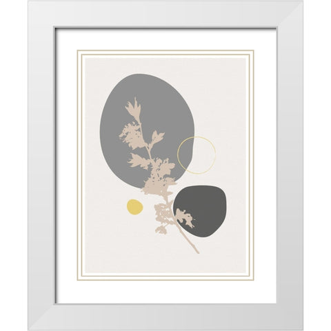 Abstract Minimal Flourish Branch White Modern Wood Framed Art Print with Double Matting by Balbuena, Sabrina