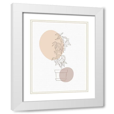 Abstract Minimal Flourish Pot White Modern Wood Framed Art Print with Double Matting by Balbuena, Sabrina