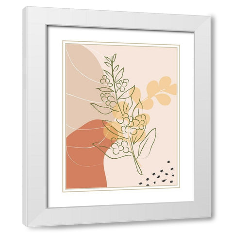 Coffee Branch Abstract Shapes White Modern Wood Framed Art Print with Double Matting by Balbuena, Sabrina