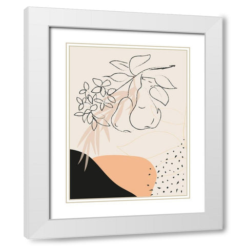 Pear Branch Abstract Shapes White Modern Wood Framed Art Print with Double Matting by Balbuena, Sabrina