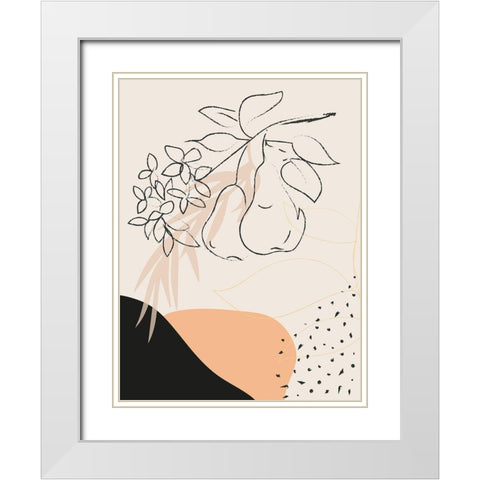Pear Branch Abstract Shapes White Modern Wood Framed Art Print with Double Matting by Balbuena, Sabrina