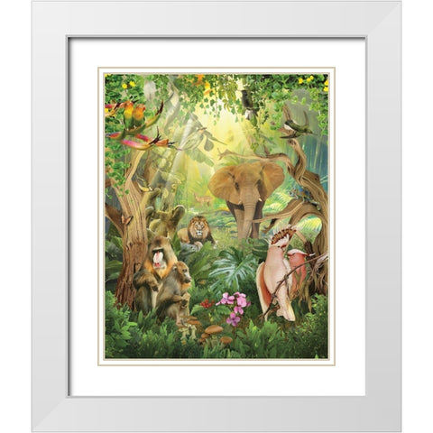 Jungle Mix III  White Modern Wood Framed Art Print with Double Matting by Hunziker, Steve