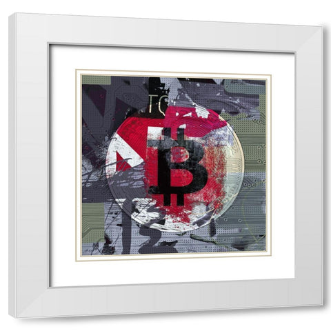 Bitcoin Crypto Currency I White Modern Wood Framed Art Print with Double Matting by Orlov, Irena