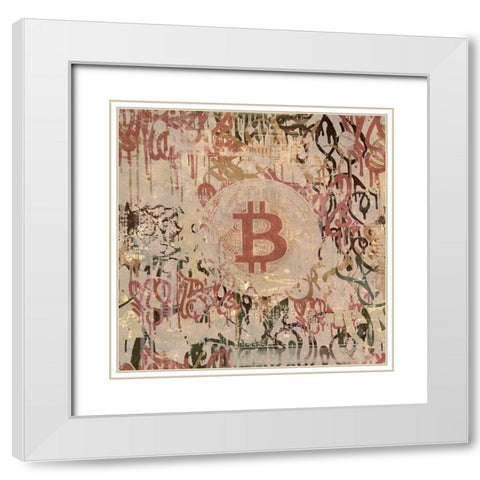 Bitcoin Graffiti Art IV White Modern Wood Framed Art Print with Double Matting by Orlov, Irena