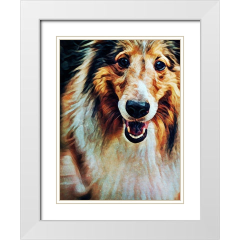 Rough Collie So Jolly White Modern Wood Framed Art Print with Double Matting by Aldridge, Ashley
