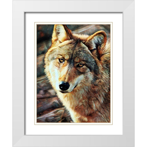 Gray Wolf Glare White Modern Wood Framed Art Print with Double Matting by Aldridge, Ashley