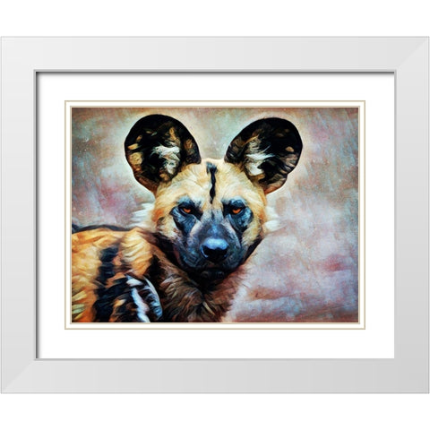 African Wild Dog Watch White Modern Wood Framed Art Print with Double Matting by Aldridge, Ashley