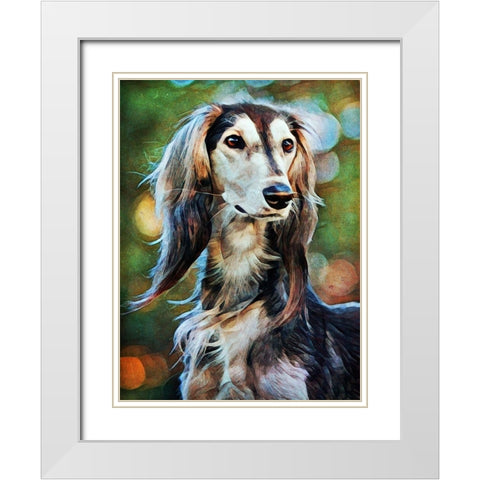 Saluki Sighted White Modern Wood Framed Art Print with Double Matting by Aldridge, Ashley
