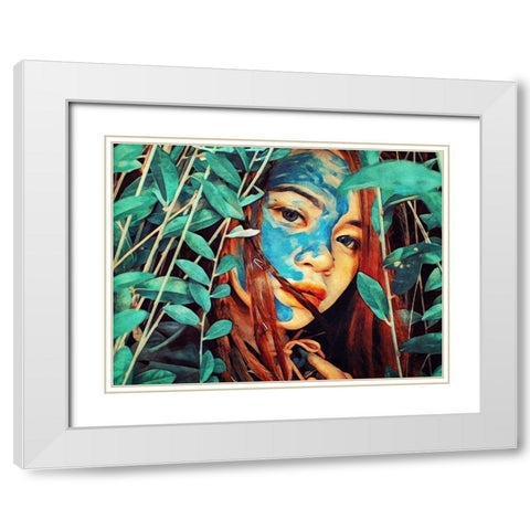 Tribal of Turquoise White Modern Wood Framed Art Print with Double Matting by Aldridge, Ashley