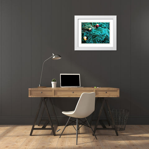 Turquoise Tangled White Modern Wood Framed Art Print with Double Matting by Aldridge, Ashley