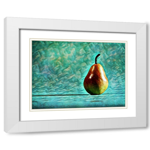 Turquoise Pear Perfection White Modern Wood Framed Art Print with Double Matting by Aldridge, Ashley