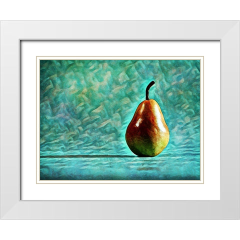 Turquoise Pear Perfection White Modern Wood Framed Art Print with Double Matting by Aldridge, Ashley