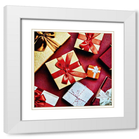 Christmas Presents White Modern Wood Framed Art Print with Double Matting by Aldridge, Ashley