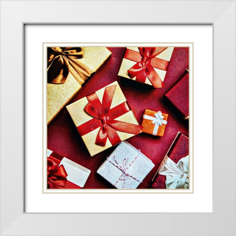 Christmas Presents White Modern Wood Framed Art Print with Double Matting by Aldridge, Ashley