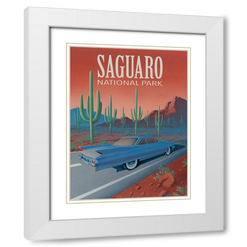 Saguaro National Park with Text White Modern Wood Framed Art Print with Double Matting by Courtney, Richard