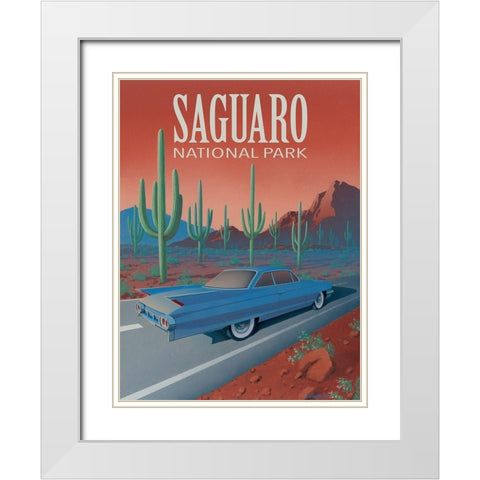 Saguaro National Park with Text White Modern Wood Framed Art Print with Double Matting by Courtney, Richard