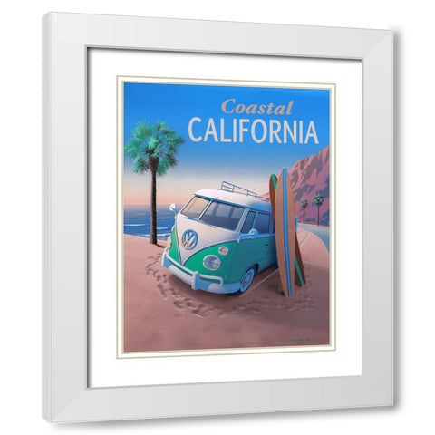 Coastal California with Text White Modern Wood Framed Art Print with Double Matting by Courtney, Richard