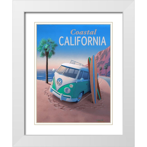 Coastal California with Text White Modern Wood Framed Art Print with Double Matting by Courtney, Richard