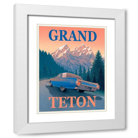 Grand Teton with Text White Modern Wood Framed Art Print with Double Matting by Courtney, Richard