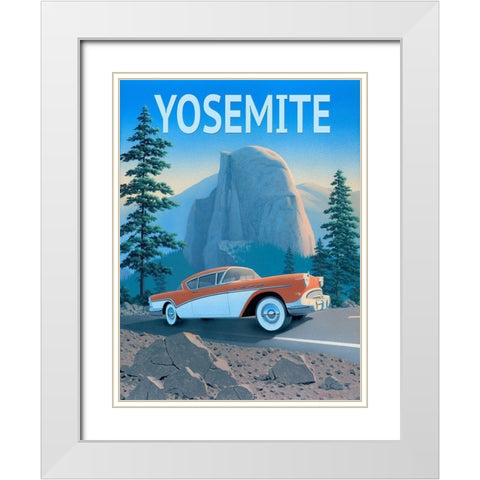 Yosemite with Text White Modern Wood Framed Art Print with Double Matting by Courtney, Richard