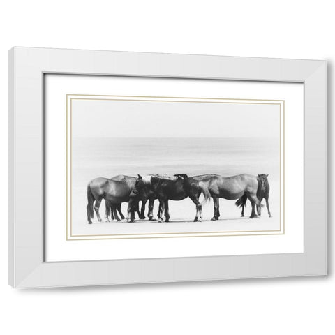 Beach Horse Group White Modern Wood Framed Art Print with Double Matting by Curinga, Kim
