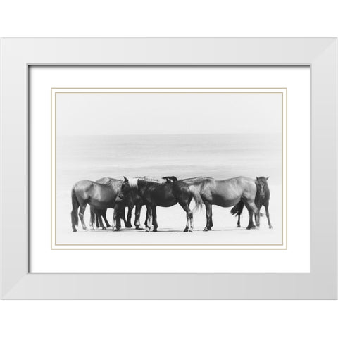 Beach Horse Group White Modern Wood Framed Art Print with Double Matting by Curinga, Kim