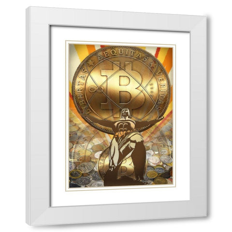 Bitcoin Deco IV White Modern Wood Framed Art Print with Double Matting by Hunziker, Steve