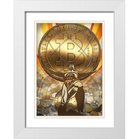 Bitcoin Deco IV White Modern Wood Framed Art Print with Double Matting by Hunziker, Steve