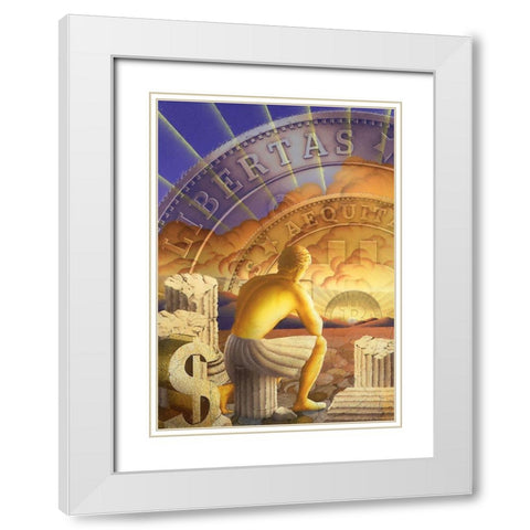 Bitcoin Deco V White Modern Wood Framed Art Print with Double Matting by Hunziker, Steve