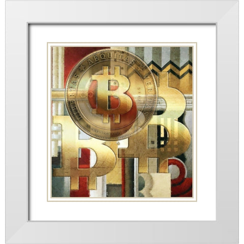 Bitcoin Deco VII White Modern Wood Framed Art Print with Double Matting by Hunziker, Steve